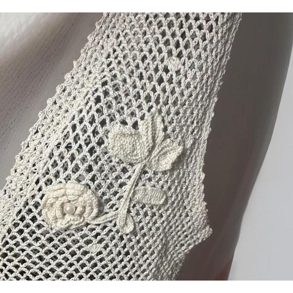 VTG Crochet Knit Vest Boho Festival Cottagecore Handcrafted Style‎ Top Cream S - Picture 6 of 11